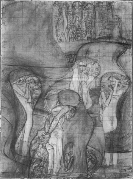Composition draft of the law faculty image by Klimt